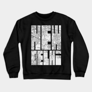 New Delhi, India City Map Typography - Light Crewneck Sweatshirt